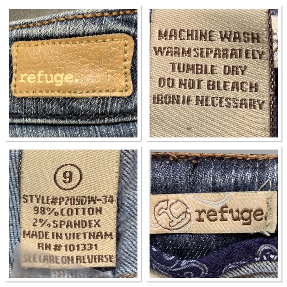 Refuge Slim Boot Cut Jeans Size 9 JR Med Wash - Picture 7 of 8